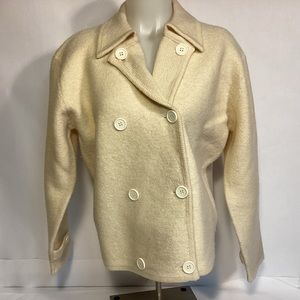 Herman Geist vintage Winter White Wool Double breasted Jacket women’s size small